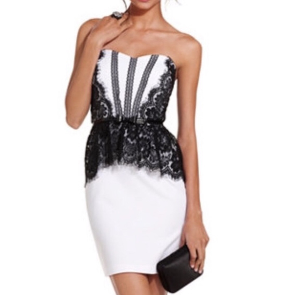 White strapless lace designed dress